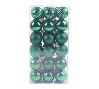 24 Pcs Mini Boules de Noël avec Cintre, Boules de Noël en Plastique Incassable, 3CM Petites Boules de Boules Mini Sapin de Noël de Table Décorations de Sapin de Noël Ensemble (36PCS Vert)