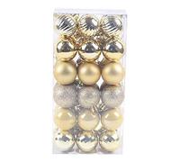 24 Pcs Mini Boules de Noël avec Cintre, Boules de Noël en Plastique Incassable, 3CM Petites Boules de Boules Mini Sapin de Noël de Table Décorations de Sapin de Noël Ensemble (36PCS doré)