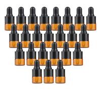 24 PCS Mini Verre Ambre Huile Essentielle Flacon Bouteille Bocaux avec Capuchon En Caoutchouc Noir Cosmétique Parfum Échantillon Conteneur De Stockage (1ml)
