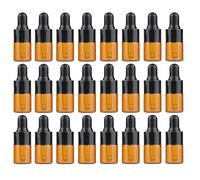 24 PCS Mini Verre Ambre Huile Essentielle Flacon Bouteille Bocaux avec Capuchon En Caoutchouc Noir Cosmétique Parfum Échantillon Conteneur De Stockage (2ml)