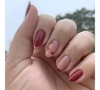 24 Pcs Moyens Almond Ongles Artificiels Lèvres Imprimer Bâton Le Jour De La Saint-Valentin Fausse Pointe Française Press