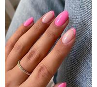 24 PCS Nails Artificiels Simples Presse De Pointe Française Sur Un Faux Bâton Rond Brillant Étincelant Pour La Fête