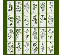 24 Pcs Pochoirs pour Peinture Murale Réutilisables, Pochoir Peinture Murale Fleurs Feuilles, Pochoir Scrapbooking, Pochoirs de Dessin pour Bricolage Travaux Manuels Décoration Murales