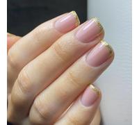 24 PCS Presse Brillante Sur Les Clous Scintiller Les Pointes Françaises Fausses Couvertures Complètes Bâton Sur Un Acrylique Carré Court