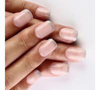 24 PCS Presse Brillante Sur Les Ongles Square Faux Nails Stick Réutilisable Sur La Pointe Française Artificiel Facile À Appliquer