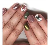 24 PCS PRESSE DE CHOIDS SUR LES NOURS FAUX Nails Avec Des Conceptions D'arbres De Noël Full Covers Stick Sur Un Court Artificiel