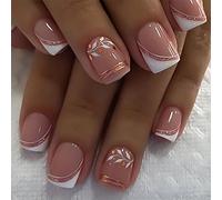 24 PCS PRESSE GLITTIFGE SUR LES NOURS TIGNES FRANSS FAUX Nails Feuilles Couvertures Complètes Sticks Sur Les Ongles Claid Square Acrylique Nails