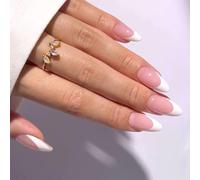 24 PCS PRESSE GLOSSY SUR LES CONSEMBLES CONSEILS FRANCS FAUX ÉLÉGANTES COVERS FULLES Stick Sur Une Courte Amande Acrylique