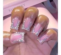 24 PCS PRESSE GLOSSY SUR LES CONSEMBLES FRANCS FAUX Square Couvertures Complètes Sticks Sur Les Acrylique