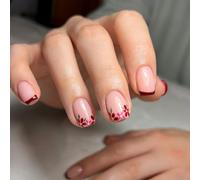 24 PCS PRESSE GLOSSY SUR LES NOURS FRANSS TIBS FAUX Nails Fleurs Sucrées Couvertures Complètes Stick Sur Une Carrée Courte En Acrylique