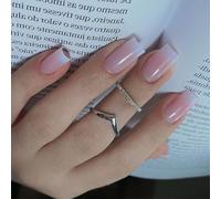 24 PCS Presse Sur Les Ongles Pinks White Full Covers Faux Mediums Long Square Artificiel Pour Femmes Et Filles