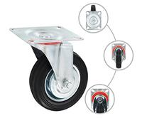 24 pcs roulettes pivotantes 100 mm en caoutchouc et fer zingué pour chariot, diable, transpalette, convoyeur, idéal pour manutention, stockage, atelier, industrie, logistique