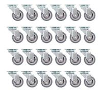 24 pcs roulettes pivotantes 50 mm en TPR et fer zingué pour chariot, diable, transport et manutention, capacité 35 kg, adaptées pour atelier, industrie, stockage et logistique