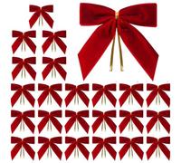 24 PCS Satin Ribbon Bows - Christmas Tree Velvet Bows Set of 24 - Bow Decorations for Party, Gift Wrapping, Crafting, Weddings, Cake - Premium Satin-Finish Holiday Decor for Door Window Indoor Outdoor