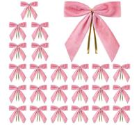 24 PCS Satin Ribbon Bows - Christmas Tree Velvet Bows Set of 24 - Bow Decorations for Party, Gift Wrapping, Crafting, Weddings, Cake - Premium Satin-Finish Holiday Decor for Door Window Indoor Outdoor