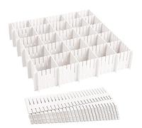 24 Pcs Séparateurs de Tiroir, Organisateur de Tiroir Réglables, Grille Diviseur de tiroir en Plastique pour sous-Vêtements, Chaussettes, Maquillage, Fournitures de Bureau, bain, cuisine etc (32cm)