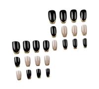 24 Pcs Simples Ongles Artificiels Moyens De Cercueil De Cercueil Sur Un Bâton Scintillant Sur La Pointe Française False