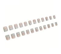 24 PCS Snowflake Stick On Nails Arbre De Noël Couvertures False False Short Square Press On For Winter