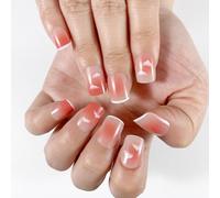 24 PCS Square À Carré Faux Nails Clouds Artificial Nails Gradient Appuyez Sur Stick French Tip Stick On Woman