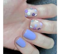 24 PCS Square Faux Nails Fals Fleurs Appuyez Sur Sweet Acrylique Glossy Full Covers Stick On Woman