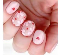 24 PCS Valentin Presse Sur Des Ongles Beaucoup De Faux Ongles Courts Complets Couvertures Sur L'amour Du Coeur Artificiel