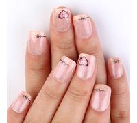 24 Pcs Valentin Stick On Nails Court-astuce French Tip Press On Heart Acrylique Couvertures Complètes Artificielles