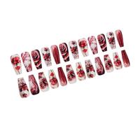 24 PCS Valentin Stick On Nails Glossy Full Covers False Flowers Presse Sur Manucures Supplies For Woman