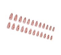 24 Pcs Valentines Day Stick on Nails Heart Full Covers False Almond Press on Manicures Supplies for Winter