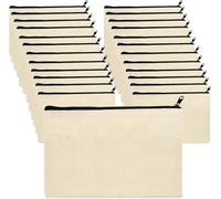 24 Pcs Zippered Fabric Pouch Pouch Blank Canvas Painting Pencil Case Customizable Pouch Reusable Blank Fabric Pouches For Personalizing Gifts, Diy, Painting, Natural, Fabric Pencil Case