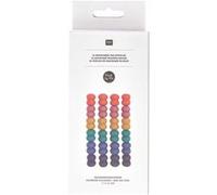 24 Perles Rondes Doubles - Bois Arc-En-Ciel - 22 Mm