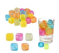 24 Pièce Glaçons Faux Glaçons, 2.5x2.5cm Cube Réfrigérant, Faux Glaçons Reutilisables, Glaçons Artificiels, Plastiques Glaçons Acrylique en Faux Multicolore Glaçons pour Refroidir les Boissons