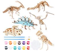 24 Pièce Kit de construction de dinosaure en bois activites manuelles pour enfants, Ensemble de dinosaure à peindre pour enfants de 4 ans et plus