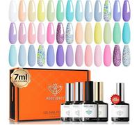 24-Piece Semi-Permanent Nail Polish Kit, UV Gel Polish Semi-Permanent 20 Pastel Colours, White, Pink, Yellow Nude, VERNIS A ONGLES