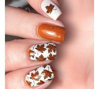 24 Pièces À Presser Sur Les Ongles Pointes De Feuilles Look Court Manucure Européenne Ensemble D'ongles Artificiels Feuille D'érable