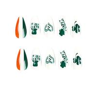 24 Pièces À Presser Sur Les Ongles-St. Faux Ongles En Amande De La Fête De La Patrie Avec Motifs Colle Acrylique Pour Femmes Couverture Complète Longueur Moyenne Avec Colle