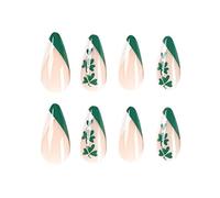 24 Pièces À Presser Sur Les Ongles-St. Faux Ongles En Amande De La Fête De La Patrie Avec Motifs Colle Acrylique Pour Femmes Couverture Complète Longueur Moyenne Avec Colle