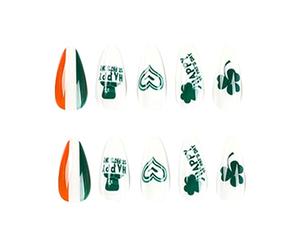 24 Pièces À Presser Sur Les Ongles-St. Faux Ongles En Amande De La Fête De La Patrie Avec Motifs Colle Acrylique Pour Femmes Couverture Complète Longueur Moyenne Avec Colle