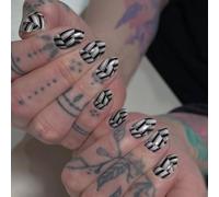 24 pièces à pression sur les ongles à rayures fendues, design ovale court, accents de texturés, confortables à porter toute la journée, dégradés, faux ongles pour fête de mariage, usage