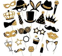 24 Pièces Accessoires de Photomaton d'anniversaire, Fête d'anniversaire Kit Photobooth Dcorations, Accessoires de Photobooth de Fête Mélange, pour Fête d'anniversaire Photo de Mariage Mascarade