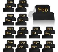 24 Pièces Accessoires Onglets d'Index Adhésifs Onglets Mensuels Autocollants de Planificateur Onglet Index Mensuel Décoratif pour Organisations de Planificateurs d'Études de Bureau (Noir)