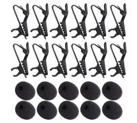 24 Pièces Accessoires pour Microphone Pince, Lot Noir en Fer | Bonnettes Mousse pour Microphone, Usage Scène et Fête, Entretien Sanitaire, Extension Élevée, Clip Pratique