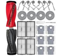 24 Pièces Accessoires pour Roborock Saros 10R/Saros 20/Qrevo Edge 2/CurvX/Curv 2 Pro/Curv 2 ProX, 2 Brosse Principale, 6 Sacs à Poussière, 4 HEPA Filtre, 4 Serpillière, 6 Brosse Latérale