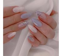 24 Pièces Amond Amond Acrylique Faux Nails Avec Élégant Paillettes De Conception Presse Sur Les Clous Pour Occasionnels Et Occasions De Promotion Application Faciles Appuyer Sur ONS