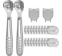 24 Pièces au Total, 2 Ensemble de Callosités Rasoir Comprendre 20 Tranches de Remplacement 2 Rasoirs Callosités et 2 Têtes de Lime à Pied Outils de Soin des Pieds Rasoir à Manche en Acier