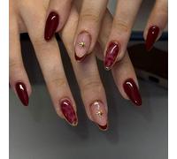 24 pièces Autocollants d'ongles en gel 3D en forme d'amande, peuvent créer des designs d'art ongulaire tels que des étoiles, une manucure française, un imprimé léopard et plus encore. Parfait pour les