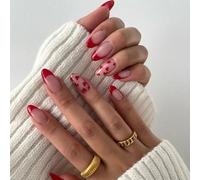 24 pièces bâton de saint-valentin sur les ongles joli coeur couverture complète fausse forme d ' amande presse sur les fournitures de manucure