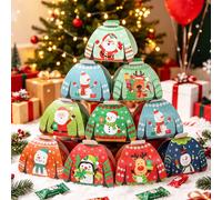 24 pièces Boîte cadeau de pull de Noël moche, 12 styles de boîte de bonbons en forme de pull de Noël, boîte d'emballage cadeau en papier avec design mignon de Père Noël, bonhomme de neige, renne et pi