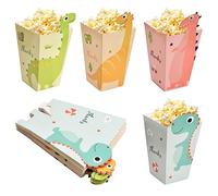 24 Pièces Boîtes de Popcorn, Sacs de Pop-Corn en Papier Dinosaure Mignon, 11,5x7x5cm Conteneur de Bonbons en Carton, Petites Cornet Pop Corn pour D'anniversaire Carnaval Cinéma Fêtes Mariages Noël