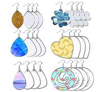 24 pièces, boucles d'oreilles à faire soi-même avec impression par sublimation, 6 formes de MDF impression par sublimation, pendentif de boucle d'oreille à transfert de chaleur blanc, Halloween, Noël,