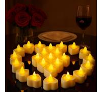 24 Pièces Bougies à LED Chauffe Plat sans Flamme, Forme de Coeur Bougies LED pour fêtes,Mariage, Maison, Pâques, Saint-Valentin